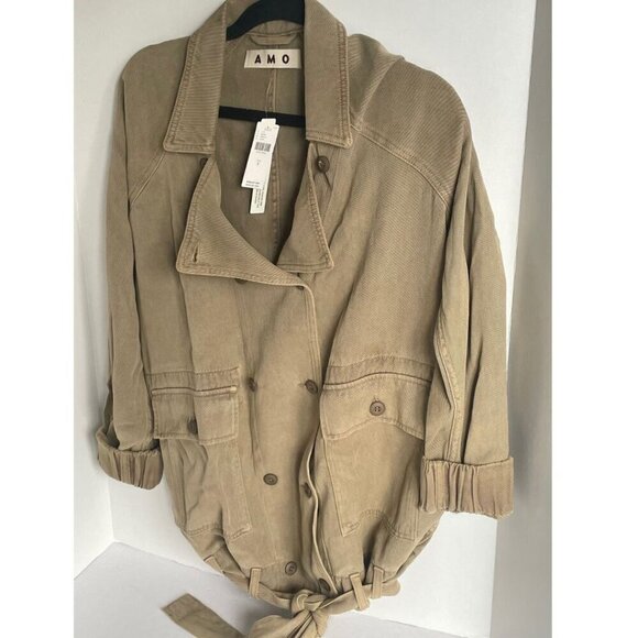 Anthropologie Draped Utility Safari Jacket Sage Green Belted Womens S - Picture 6 of 9